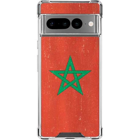 Morocco Flag Distressed Google Pixel 7 Pro Clear Case